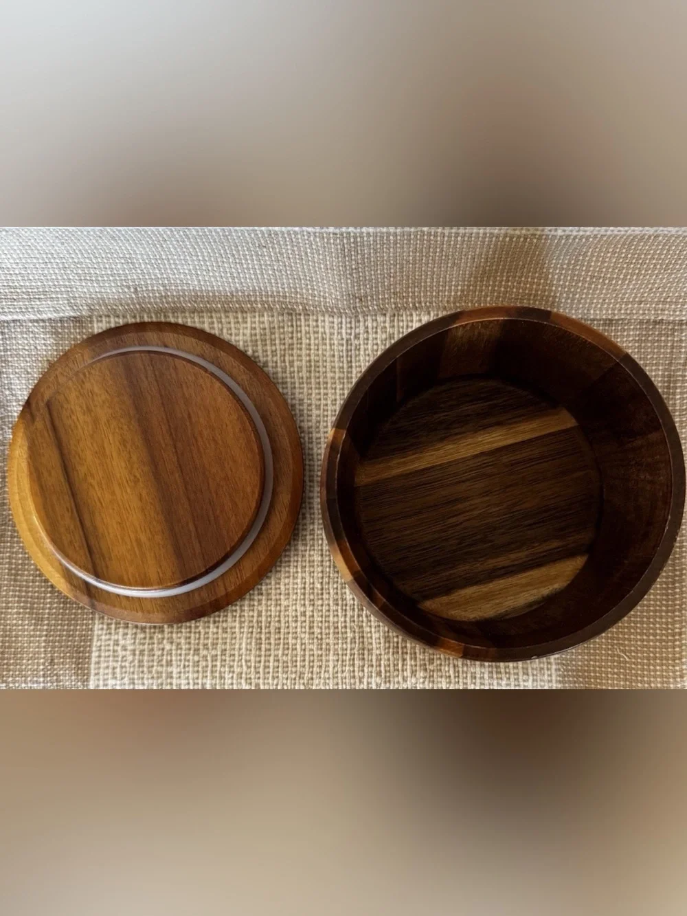 Wooden Coffee Storage Jar Container With Lid 5” Acacia Airtight Canister Wood